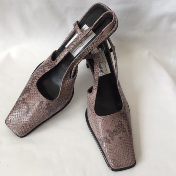 Worthington Shoes - Worthington Square Toe Soft Lavender/Grey Skin Slingback Heels